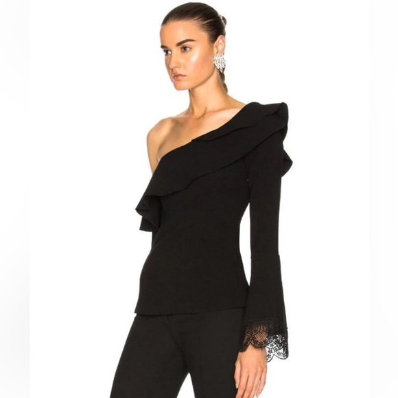 Nicholas Crepe One-shoulder Top In Black - Picture 4 of 6